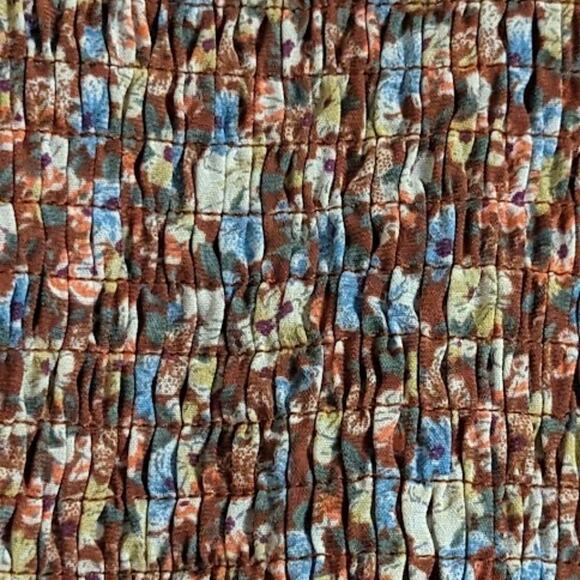 Liofoer Women's Square Neck Smocked Bodice Waist Slimming Short Sleeve Size M - Picture 4 of 11